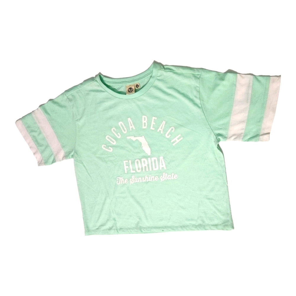 Lagaci Teal and white crop top Size Small